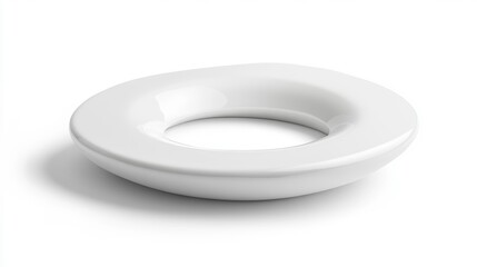 Poster - White ceramic coaster, modern design, isolated on white background.