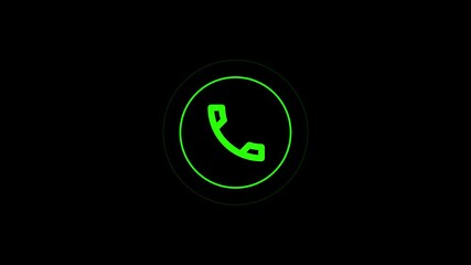 Poster - Phone icon centered on green display. Animated green phone icon appearing centered on a black background ideal for call and contact concepts in digital designs