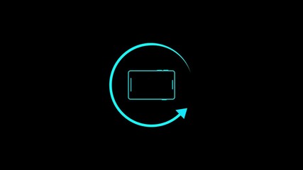 Poster - Smartphone rotation icon with circular arrow. Screen rotation with a smartphone icon and circular arrow symbol against a black background.