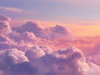 Wall Mural - Tranquil and Dreamy Clouds in Soft Pastel Colors During Sunset Over a Serene Sky Ideal for Background or Relaxation Themes