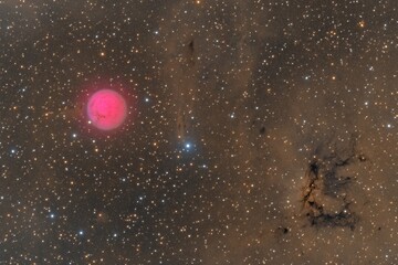 Wall Mural - Deep space nebulae with glowing pink star