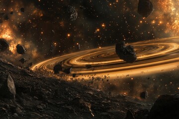 Wall Mural - Cosmic ringed world (1)