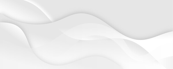 Poster - abstract white luxurious paper waves background. white and light gray gradient texture wave curve li