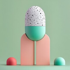 Poster - Minimalist composition with pastel geometric shapes and speckled texture design