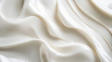 Poster - Close-up of smooth, creamy, white substance with flowing, wavy texture.