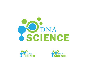 Fototapete - Science logo creative molecule genetics design health connect technology biology