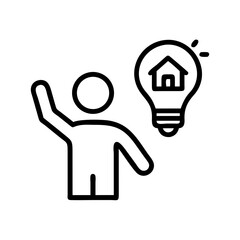 Poster - Person with Lightbulb and House Icon Representing Smart Home Ideas and Innovation
