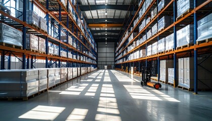 Poster - Modern Chemical Storage Warehouse with Pallet Racking and Shadows