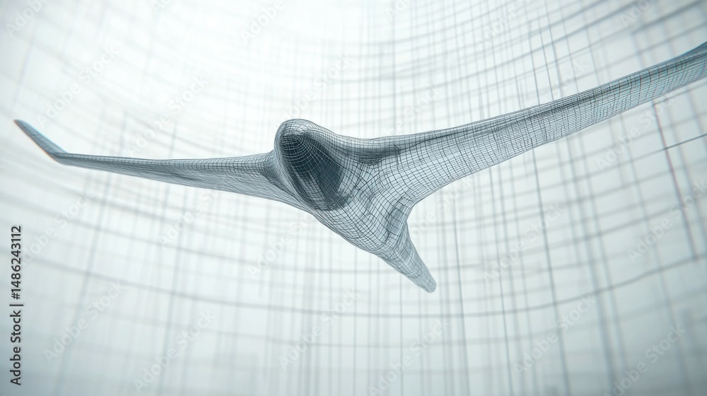 Stock-Illustration „A wireframe model of a long, narrow futuristic ...