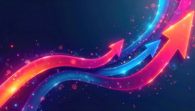 Abstract swirling curved arrows, dynamic motion, vibrant colors, graphic design element , ripple, bold