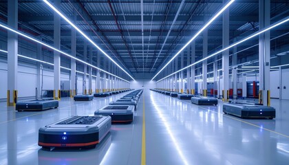 Poster - Automated Guided Vehicles in a Refrigerated Warehouse with Neon Accents