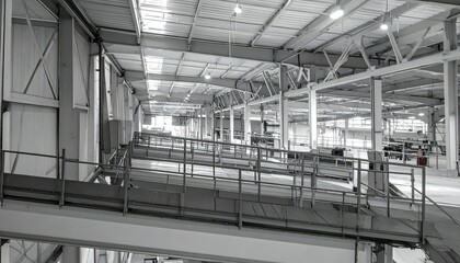 Poster - Spacious Warehouse Mezzanine with Soft Morning Lighting
