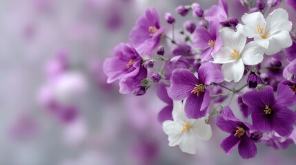 Poster - Purple and white wildflowers bloom under natural daylight, softly blurred to enhance the wallpaper aesthetic, featuring ample space for text on one side