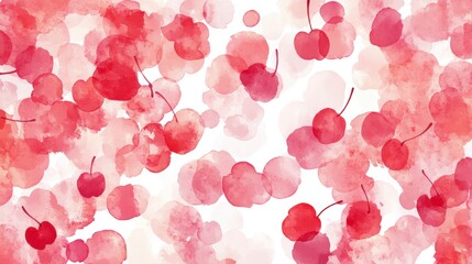Poster - Watercolor cherry pattern background.