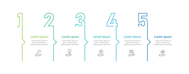 Poster - 5 step line infographic element. Vector line number with line style and icons suitable for business information and presentation.