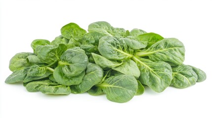 Poster - Fresh green leafy vegetables, pile of spinach isolated on white background.