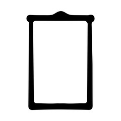 Poster - Isolated simplistic black and white picture frame with decorative top