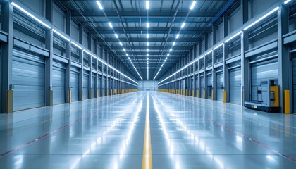 Poster - Vast Refrigerated Warehouse with Automated Guided Vehicles