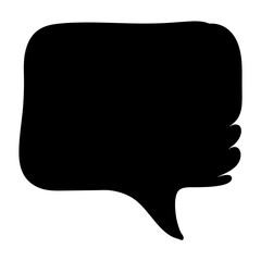 Poster - Black Speech Bubble Icon with Rounded Corners, Solid black speech bubble icon with smooth rounded corners and a pointed tail, symbolizing communication or messaging.
