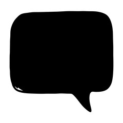 Poster - Black Silhouette of Speech Bubble Icon, Simple black silhouette of a rectangular speech bubble with rounded corners, isolated on a white background.
