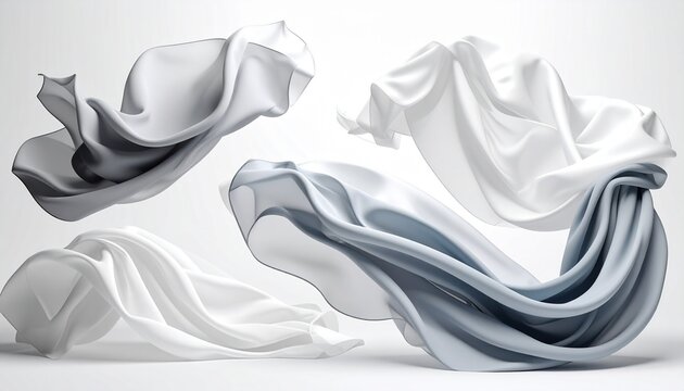 Abstract Gray and White Fabric Art Generative 3D Drapery Installation