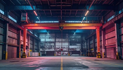 Poster - High Bay Warehouse with Weathered Walls and Neon Accents