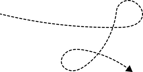 Poster - Hand drawn dotted arrows. Hand drawn freehand different curved lines, swirls arrows. Curved arrow line. Doodle, sketch style. Isolated Vector illustration.