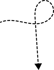 Poster - Hand drawn dotted arrows. Hand drawn freehand different curved lines, swirls arrows. Curved arrow line. Doodle, sketch style