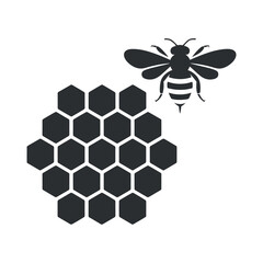 Poster - Honeycomb and Bee Icon Graphic Design Element for Beekeeping Industry