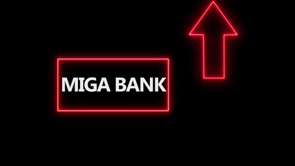 Poster - Arrow bouncing slide to up. arrow pointing to MIGA Bank way. Animated arrow icon pointing with red color . animation with alpha channel. arrow icon up animation black background. 