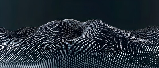 Aufkleber - Abstract digital landscape featuring a dark background and glowing white dots representing data visualization or modern technology