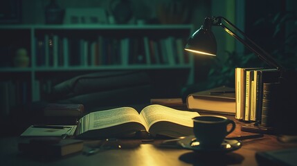 Poster - A late-night study session with coffee, books, and pure determination.