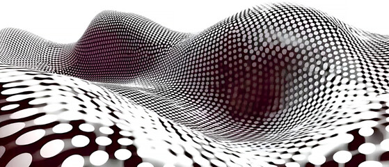 Fototapete - Abstract 3d landscape featuring a pattern of white dots with black shadows over a futuristic artistic composition