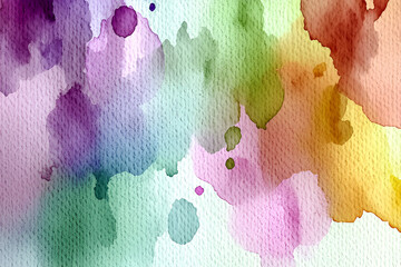 Poster - Abstract watercolor artwork featuring vibrant colors including purple, green, yellow, and pink hues painted on textured paper background.