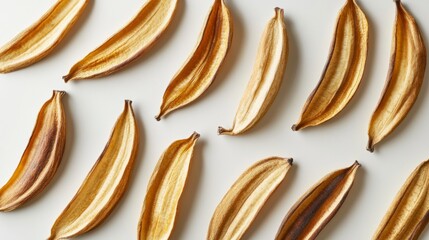 Poster - Dried banana peels arranged in a pattern on a white background.