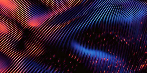 Aufkleber - Abstract digital artwork featuring a vibrant gradient of colorful parallel lines creating a textured flowing wave pattern.