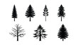 © LATFA - set of trees isolated. pine tree silhouette on white background