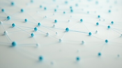 Fototapete - Close-up view of a 2D cloud storage icon with interconnected nodes, showcasing a simple design in white and blue, symbolizing technology and digital innovation