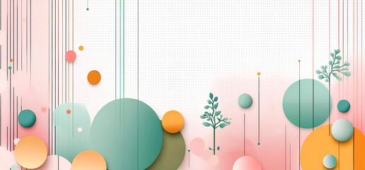 Aufkleber - Abstract pastel background design featuring geometric shapes and foliage elements perfect for modern creative projects