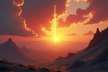 Wall Mural - sunset sword middle