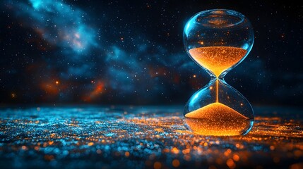 Sticker - cosmic hourglass suspended in deep space
