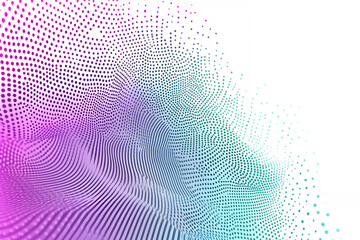 Aufkleber - Abstract gradient flowing digital dots and wavy lines in purple blue and green colors for modern backgrounds