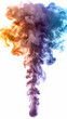 © yoga - Colorful smoke swirl rising against a white background, creating an artistic effect for creative projects or design use