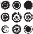 © SilhouetteStore - Futuristic Tech Interface Icons: Black Circles with Data Elements