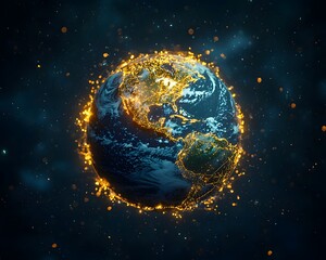 Poster - Planet Earth being healed and united through a glowing network of connections
