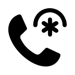 Poster - Emergency call hotline assistance service contact support helpline urgent asterisk phone icon vector