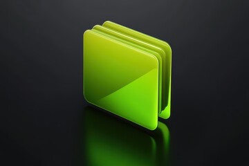 Poster - Futuristic neon green folder icon glowing against a dark background showcasing modern design, Futuristic neon green folder icon, stark and glowing on a black canvas