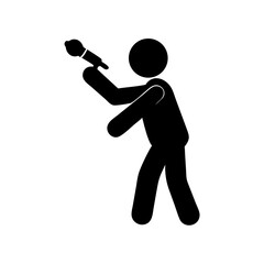 Poster - Stick figure artist painter painting with brush art design silhouette drawing illustration design