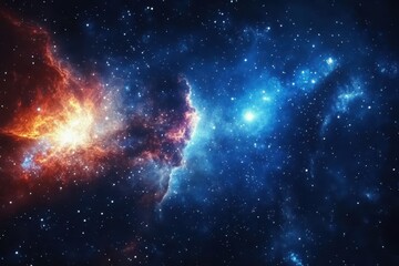 Poster - Explore the endless beauty of a vibrant galaxy with colorful star clusters and cosmic clouds, galaxy space background Photo in seamless quality