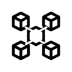 Fototapete - Blockchain technology network cube connection digital data structure cryptocurrency system icon